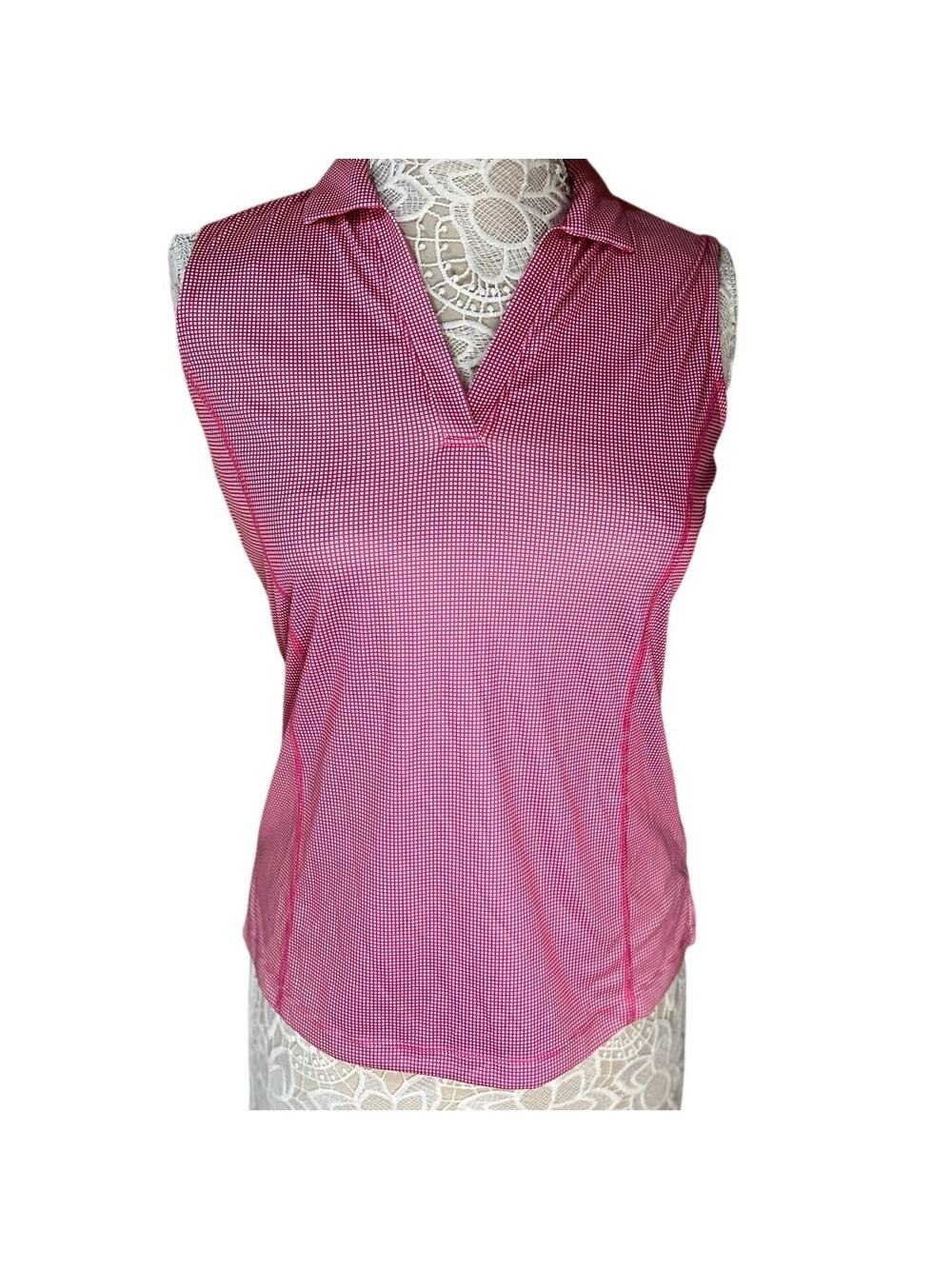 PGA TOUR Women's Sleeveless Golf Polo Shirt - Raspberry Rose - Size Small